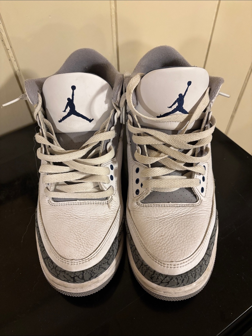 Jordan Mens White and Gray Nike Air Jordan Sneakers